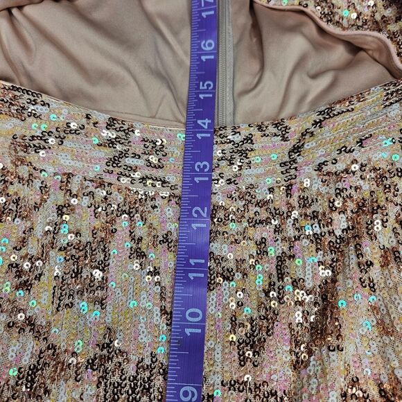 SHO Tadashi Shoji Rose Mist Sequin Cutout Taylor Swift Eras Look Sexy Jumpsuit - Picture 13 of 15